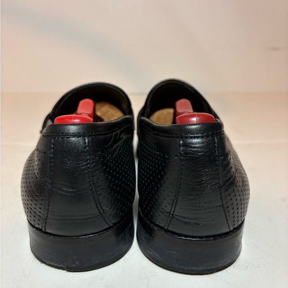 Vero Cuoio Lav. Artigiana Mens Almond Toe Black Leather Slip On Loafers Size 42 - Picture 8 of 10